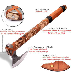 Tomahawk Burraq Personalizado de 19.5 Pulgadas, Acero al Carbono, Mango de Madera de Palisandro con Funda de Cuero, Regalo para Exteriores, Hecho a Mano, Grado Industrial - Product Image 4