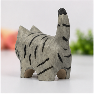 Sculpture de chat en bois faite à la main, figurine animale, décoration de table, art moderne pour salon - Product Image 6