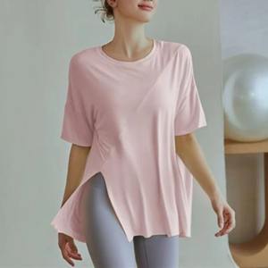 Camiseta Túnica de Manga Corta para Mujer, de Alta Calidad, Informal, Holgada, con Abertura Lateral Alta - Product Image 2