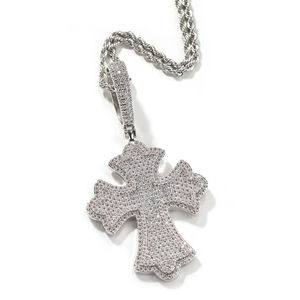 Iced Out VVS Moissanite Cross oro blanco corte redondo diamante Hip Hop joyería colgante para hombres y mujeres 925 plata esterlina - Product Image 5