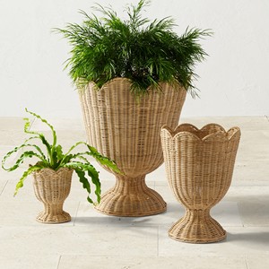 Jarrón de ratán hecho a mano de Vietnam, pieza de decoración sostenible para el hogar para exhibición de mesa o piso, exquisita urna de flores festoneadas - Product Image 5