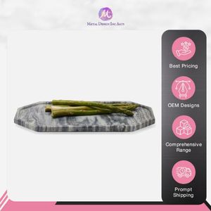 ถาดเสิร์ฟหินอ่อนสีเทาสำหรับตกแต่งเครื่องใช้บนโต๊ะอาหารทำมือสำหรับบ้านโรงแรมและร้านอาหาร - Product Image 3