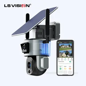 LS VISION Waterproof IP66 4K 10X Zoom Outdoor Security wifi Camera Dual Lens CCTV 4g solar power PTZ camera Audio bidirezionale