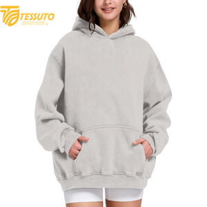 Vente en gros de sweats à capuche de haute qualité, couleur unie, avec impression de logo sur mesure, 100% coton, courts pour femmes - Product Image 4