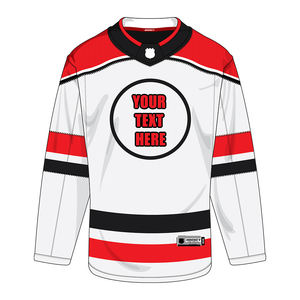 Maillot de Hockey personnalisé blanc rouge et noir pour hommes à manches longues léger Patchwork Sportswear confortable haut d'entraînement athlétique - Product Image 1