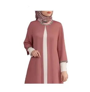 イスラム女性アバヤロングドレスドバイイスラム教徒アバヤアウトドアファッション着用最高品質の快適な女性の服