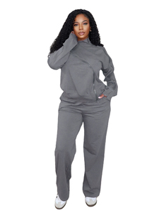 ชุดเสื้อผ้าแฟชั่นถักสำหรับผู้หญิง, กางเกงขาบานเสื้อแขนยาวมีซิปดีไซน์แบบลำลองสองชิ้นสำหรับฤดูหนาวออกแบบได้ตามต้องการ - Product Image 5