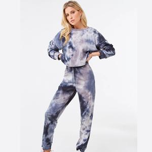 Unisex <b>Tie</b> <b>Dye</b> Sweatsuit Oversized Cropped Fitness Breathable Elongated Design Tracksuit High Quality Customized - Product Image 1