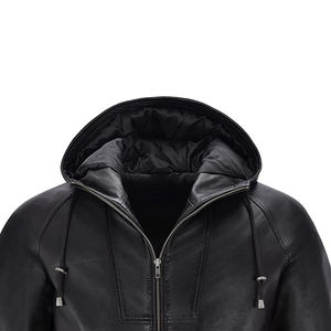 แจ็กเก็ตหนัง PU ลำลองของผู้ชาย2022มีฮู้ดเข้ารูปและกันลมสไตล์แฟชั่นใหม่ - Product Image 5