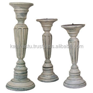 Candelabro de pilar de madera antiguo, candelabro de madera hecho a mano para decoración del hogar, lámparas de vela de madera para cocina, producto de tarros de velas - Product Image 6