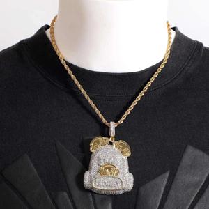 Colgantes y Dijes de Bolsa de Dinero Personalizados de Joyería Fina Hip Hop Completamente Engastados con Diamantes, Chapados en Oro de 14k para Hombres y Mujeres - Product Image 2