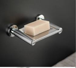 Modern chrome wall-mounted soap dish, frosted glass bowl, sleek design, <b>bathroom</b> fixture. Available at wholesale. - Product Image 6