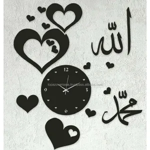Islamic Allah Muhammad DIY 3d stiker akrilik jam dinding angka