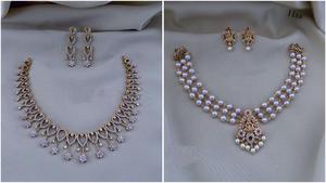 Conjunto de collar de lujo de alta calidad Combo Conjunto de dos collares Combo para niñas y mujeres Ideal para bodas, fiesta desgaste agradable a la piel - Product Image 2