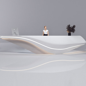 Mostrador de Recepción de Diseño Moderno en Plástico Reforzado con Fibra de Vidrio, con Forma Especial, para Hotel, Empresa, con Caja Registradora - Product Image 3
