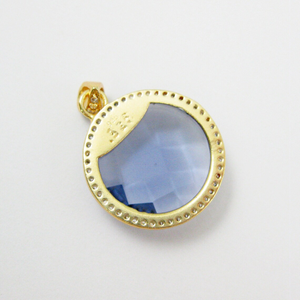 Colgantes Finos Chapados en Oro, Dijes con Piedras Preciosas, Collar con Circonitas Facetadas, Engaste de Bisel, Iolita, Cuarzo para Fiestas, Unisex, Certificado por Terceros - Product Image 3