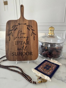 Plateau en bois pour Suhoor et Iftar Design élégant Parfait pour servir les repas, les dattes, les bonbons et le présentoir de table du Ramadan - Product Image 5