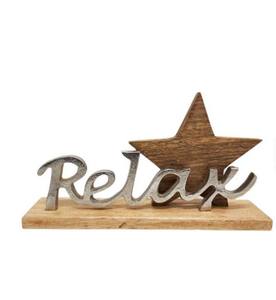 Étoile décorative personnalisée en aluminium argenté et bois avec base, nouveau design, décoration de Noël et de table, vente en gros - Product Image 1