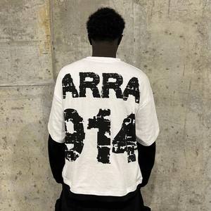 โลโก้พิมพ์แบบกําหนดเองวินเทจกรดล้างเย็บปะติดปะต่อกันแขนยาวเสื้อยืดขนาดใหญ่สองชั้น Unisex - Product Image 5