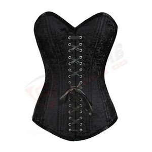 Corsé corto Overbust-Brocade Lace-Gothic Halloween-Disfraces Corsé ennegrecido de cuero transpirable-Vestidos - Product Image 1