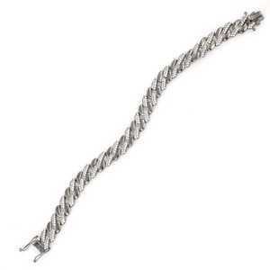 Bracelet tennis en or 14 carats avec pierres en zircon blanc, chaîne gourmet en argent, bijoux plaqués rhodium taille princesse - Product Image 2