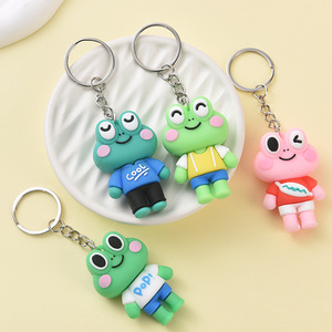 Cartoon Animal Keychain Cute Frog Pendants Key Chains PVC Rubber Doll Bag Charm Holder Keychain 3D Cartoon Key Chain