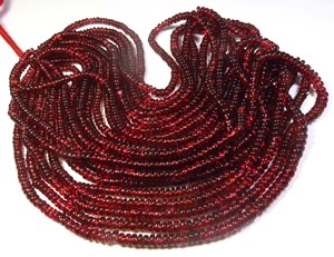 <b>Red</b> Garnet Gemstone Loose <b>Beads</b> 18" Strand 3.75-6mm Natural Rondelle From Mozambique Smooth CNAS Certified for Jewelry Making - Product Image 3