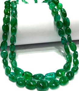 Collier et bracelet en perles rondes facettées en émeraude verte naturelle ZUBEDA, pierre précieuse authentique, certifié IGI, taille 8x10 9x11, cadeau - Product Image 3