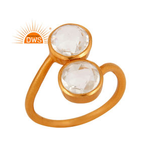 มาใหม่เงินสเตอร์ลิง18พันทองชุบธรรมชาติคริสตัลควอตซ์พลอยปรับแหวนผู้ผลิตเครื่องประดับที่กำหนดเอง - Product Image 1