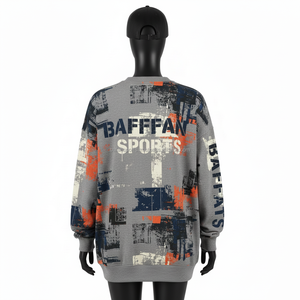 Sweat-shirt oversize pour femme en molleton de coton 300 GSM, gris, marine, orange, imprimé, logo personnalisé, impression sérigraphique, sweat-shirts respirants pour femme - Product Image 2