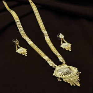 แฟชั่นขายส่ง14K 18K 24K เครื่องประดับชุบทองไมโครอินเดียสร้อยคอยาวรูปไมโครอินเดียเครื่องประดับออกแบบดอกไม้สีทองขนาดเล็ก - Product Image 1