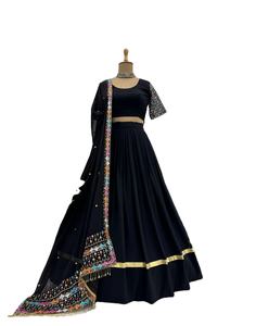 El último diseñador Faux Georgette Thread Sequence Lace Border Lehenga Choli de FabZone - Product Image 1