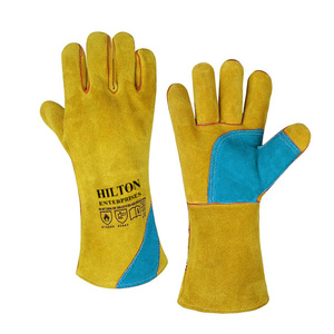 Industrial Working Gloves Safety <b>Cuff</b> Cowhide Leather Reinforced Palm and <b>Thumb</b> Leather Welding Gloves Heat Resistant Gloves - Product Image 2