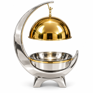 Recipiente Redondo de Acero Inoxidable de Lujo para Calentar Comida con Tapa Decorativa en Forma de Luna, Ecológico, Aislado y Duradero - Product Image 1