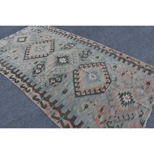 Alfombra Kilim Vintage azul Beige 5,3X10,1 pies, obra maestra turca clásica, lana, tejido plano, respaldo de yute, patrón de retazos para adolescentes - Product Image 4