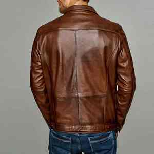 Fabricantes de chaquetas de cuero de diseño personalizado de Sialkot Pakistán/chaqueta de cuero de moda para hombres con cuero real - Product Image 2