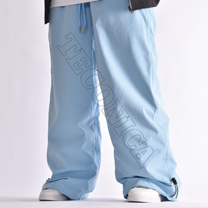 Pantalon de neige imperméable bleu clair pour homme OEM avec bouches d'aération à la taille et bas cintré - Product Image 4
