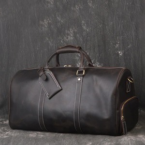 Travel Men Fashion Large Leather <b>Trolley</b> Waterproof Sports Gym Waxed Leather Customized Logo Duffel Bags Luxury Weekender Bag - Product Image 6