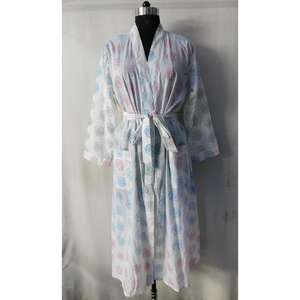Most Selling Pure Cotton Floral Print Kimono Sleepwear Perfect Women's Summer Nightgown Robe Bathrobe for Men Swimwear - Product Image 1