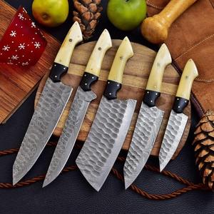 Ensemble de couteaux de chef en acier Damas fait main, design ambidextre, 5 pièces, vente en gros, OEM ODM personnalisé, PRESTIGE BLADES - Product Image 5