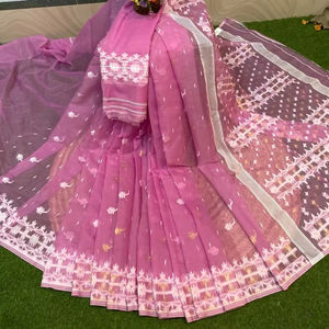 EXCLUSIVE PLUS <b>JAMDANI</b> <b>SAREE</b> BP Premium Quality Eco-Friendly Quick-Dry Lightweight Woven 450GSM Plain Wedding Girls - Product Image 1
