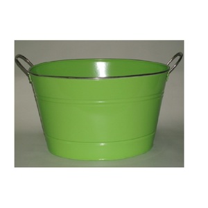 Cubo de hielo grande con revestimiento de polvo verde, forma ovalada para exteriores, Bar de jardín, fiesta, cerveza, bañera de Metal - Product Image 1