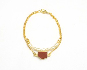 Carnelian <b>Shell</b> Pearl Gemstone Wire Wrapped Gold Plated Handmade Jewelry Fashion Chain Bezel Birthstone <b>Bracelet</b> - Product Image 4