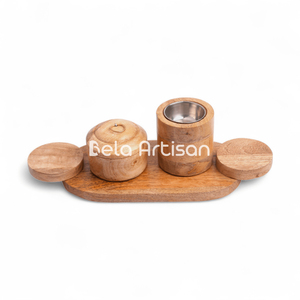 Bela Artisan Elegantes decoraciones para el hogar Caja de regalo Bukhoor Jar Eid Tray Mubkhar Set Tarro acrílico Tapa de madera Difusor de incienso - Product Image 4