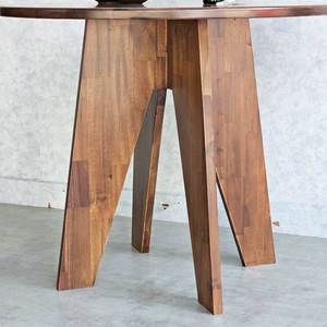 Table à manger ronde en bois d'acacia 90 cm, pieds en forme de A, assemblée, extensible, pour la maison ou le bureau - Product Image 3
