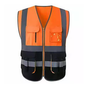 Gilet de sécurité haute visibilité ANSI Classe 3, imperméable, orange, réfléchissant, plusieurs poches, fermeture éclair, pour les travailleurs du bâtiment - Product Image 1