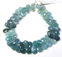 Lot en gros de perles de Grandidierite naturelle vertes facettées en forme de poire de 10-11 mm, brin de 8 pouces, pierres précieuses en vrac, diamètre du trou de 0,45-0,50 mm MG