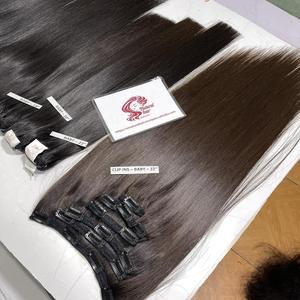 Clip en os droit couleur marron 100% pince à cheveux humains vietnamiens bruts dans les extensions de haute qualité - Product Image 1
