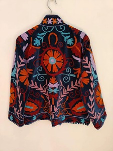 Veste à col mandarin de style chinois, brodée de fleurs, à manches longues, vêtements d'extérieur décontractés, vêtements d'automne, taille plus pour femmes adultes - Product Image 5