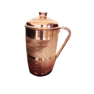 Smooth Lining Design Pure <b>Copper</b> Jug With Lid for Serving Water Home Kitchen Use - Product Image 1